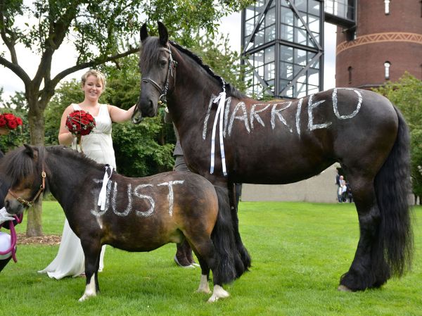 Braut mit Pferd und Pony am Aquarius M�lheim